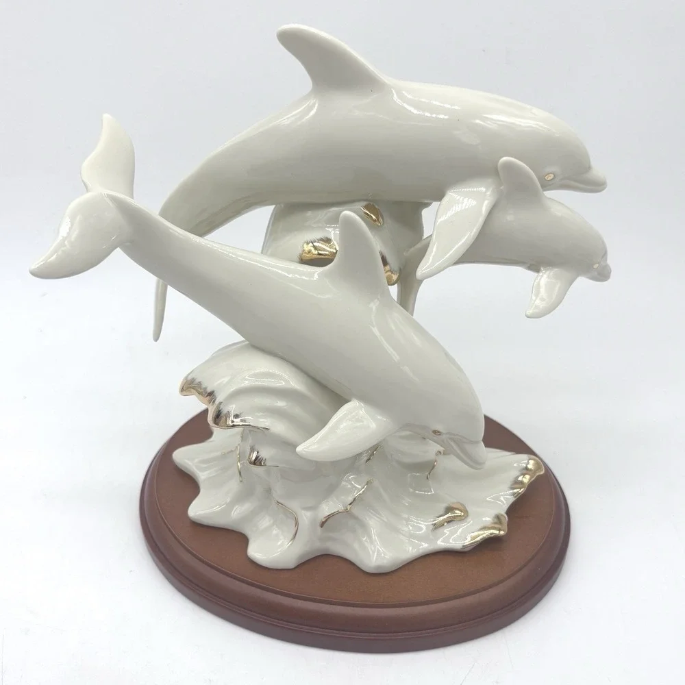 Vintage 1995‎ Lenox Between Sea And Sky Dolphin Fine Porcelain Gold Accents